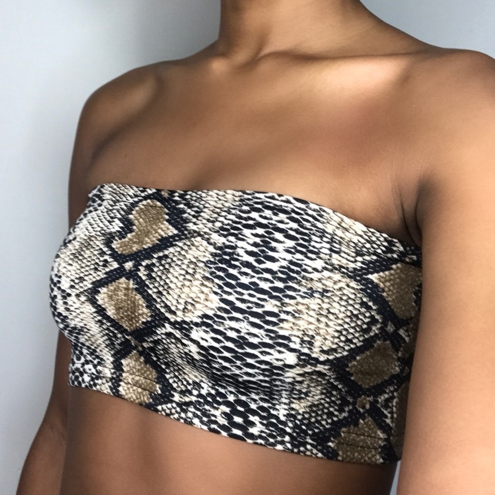 Snakeskin Bandeau Crop Top